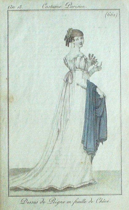 Gravure Mode Costume Parisien 1805 an 13 # 662 (eau forte old Fashion plate