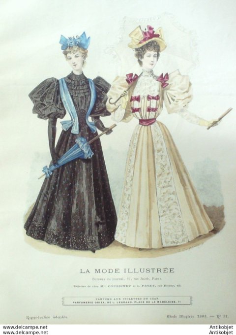 Gravure Mode illustree 1895 # 31 (Old Fashion plate) rare