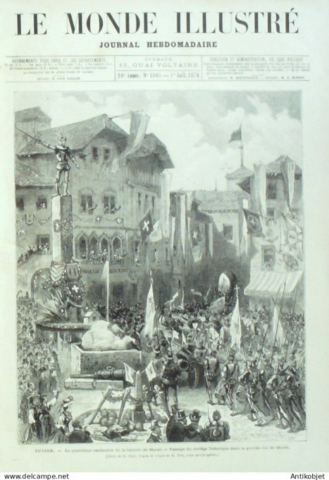 Le Monde illustré 1876 n°1003 Suisse Morat Turquie Galata Constantinople Mourad V Russie St Petersbo