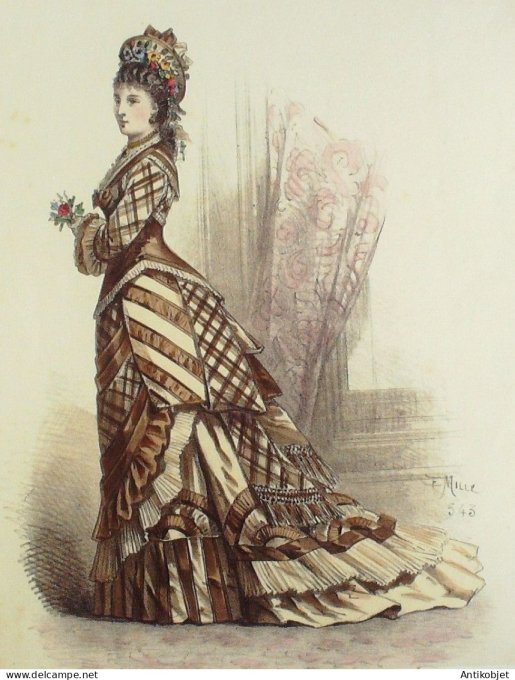 Gravure Mode Elegance Parisienne 1872 # 543 (Old Fashion plate)