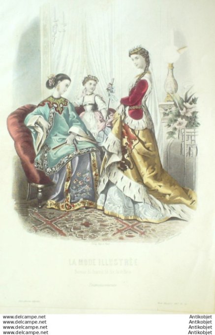 Gravure Mode illustree 1867 # 52 (Old Fashion plate)
