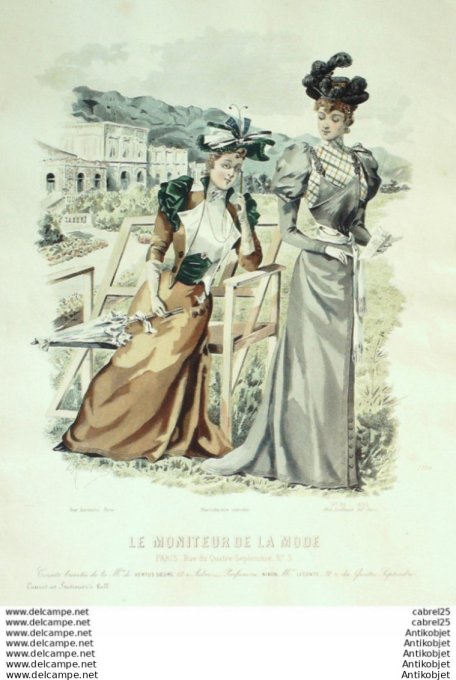 Gravure Mode Le Moniteur 1892 # 30 (Old Fashion plate)