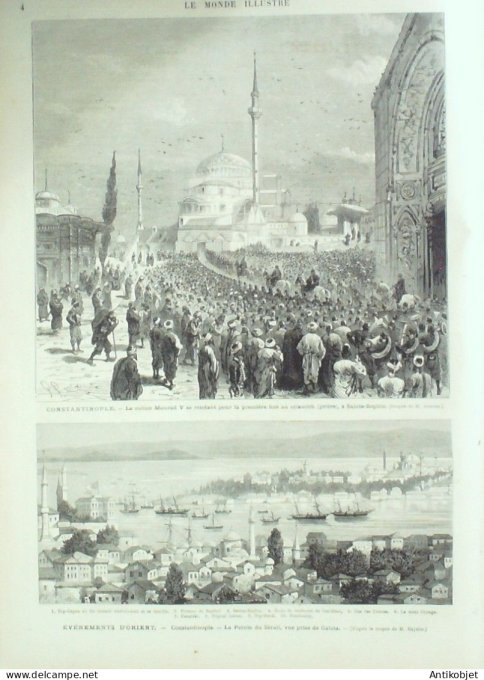 Le Monde illustré 1876 n°1003 Suisse Morat Turquie Galata Constantinople Mourad V Russie St Petersbo