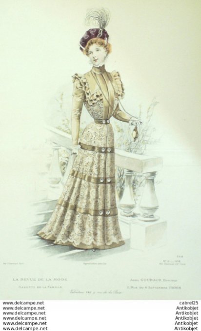 Gravure de mode La Gazette 1898 # 11 Maison Abel Goubaud