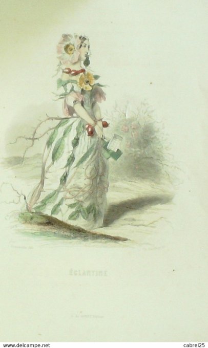 Grandville "Les Fleurs Animées" Pensee A 1847