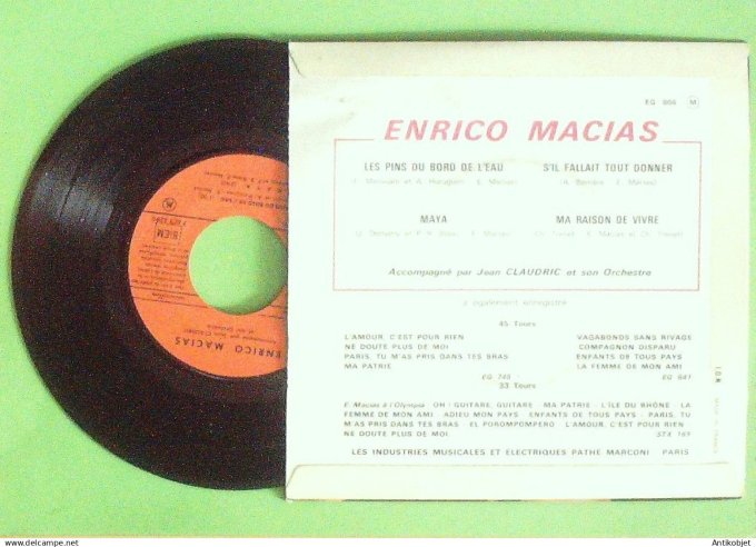 Macias Enrico 45T EP S'il fallait tout donner 1964