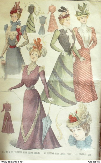 La Mode du Petit journal 1898 n° 35 Toilettes Costumes Passementerie