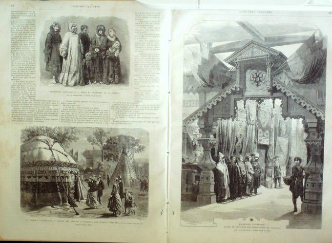 L'Univers illustré 1867 # 664 Sibérie types Allemagne BadeFrancfort Iran CaucaseKirghis OUrassa