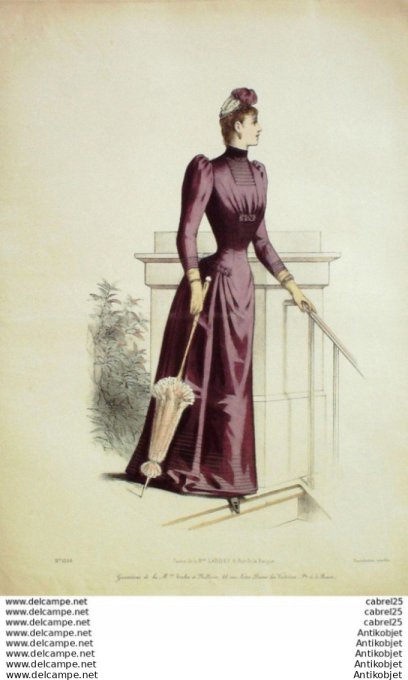 Gravure Mode Le Coquet 1889 # 32 (Old Fashion plate)