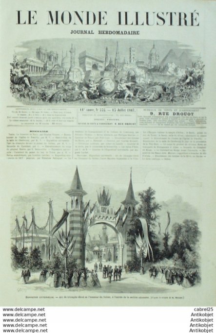 Le Monde illustré 1867 n°535 Cherbourg (50) Algérie Alger châtelard en Bauge (73) Le Havre (76) La H