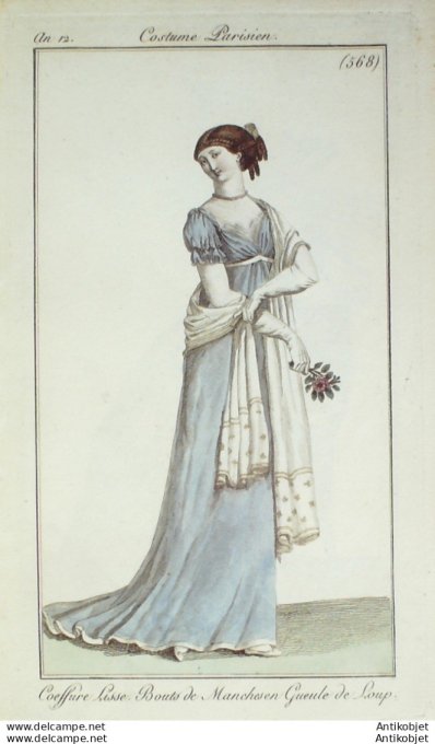 Gravure de mode Costume Parisien 1804 n° 568 (An 12) Gueule de loup