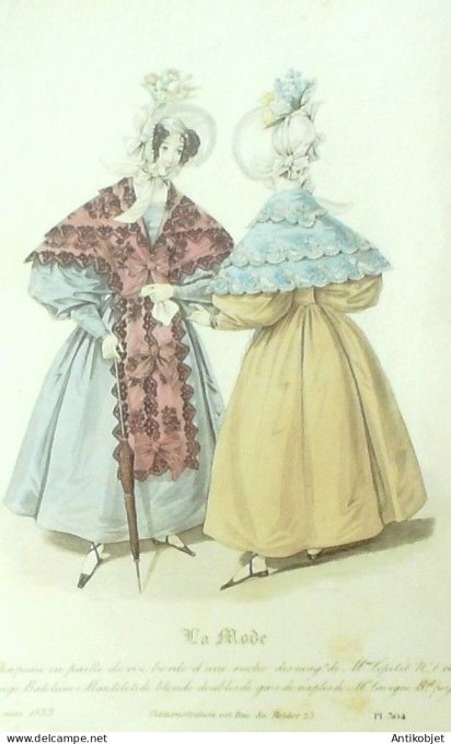 Gravure La mode 1833 # 304 (aquarelle old Fashion plate)