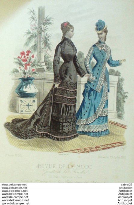Gravure Mode La Gazette 1877 # 291 (Old Fashion plate)
