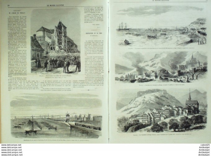 Le Monde illustré 1867 n°535 Cherbourg (50) Algérie Alger châtelard en Bauge (73) Le Havre (76) La H