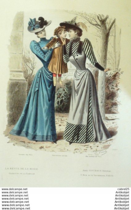 Gravure Mode La Gazette 1890 # 50 (Old Fashion plate)