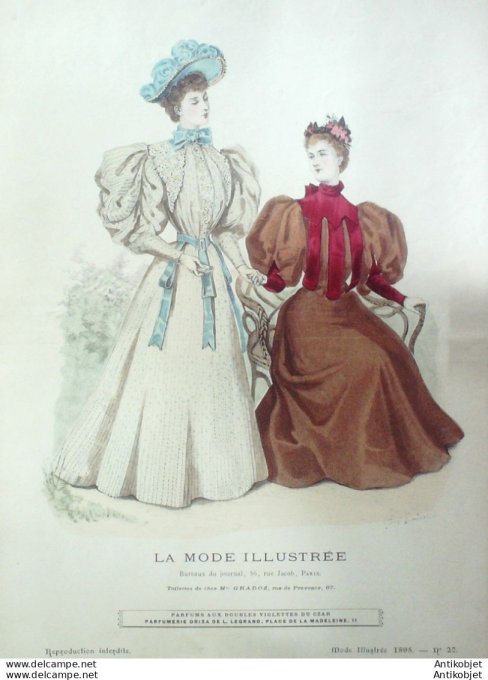 Gravure Mode illustree 1895 # 27 (Old Fashion plate) rare