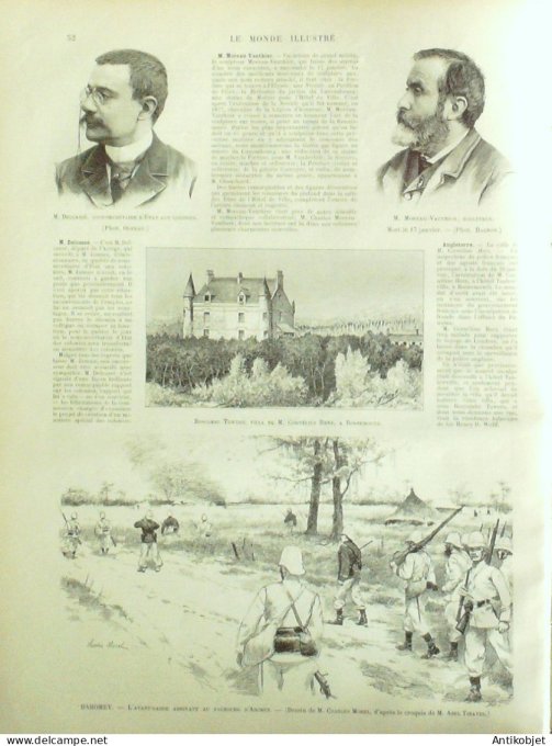 Le Monde illustré 1893 n°1870 Dahomey Abomey Angleterre Bornemouth Boscombe Towers