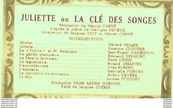 Mon Film 288 52-02-27 Juliette ou la cle des songes Gerard Philippe Yves Robert