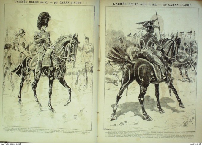 La Caricature 1886 #328 Armée Belge Caran d'Ache Joséphine Sorel Loys Trock