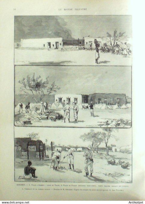 Le Monde illustré 1893 n°1870 Dahomey Abomey Angleterre Bornemouth Boscombe Towers