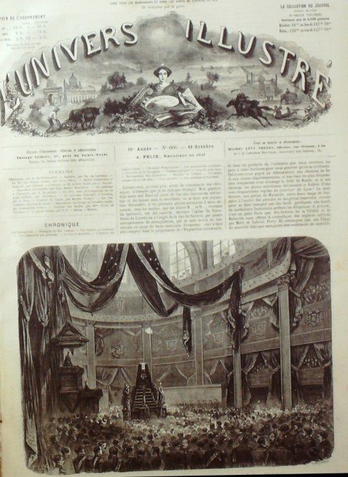 L'Univers illustré 1867 # 666 Chine Tartare types Algérie Tunis Londres Tattersall Cherchell 