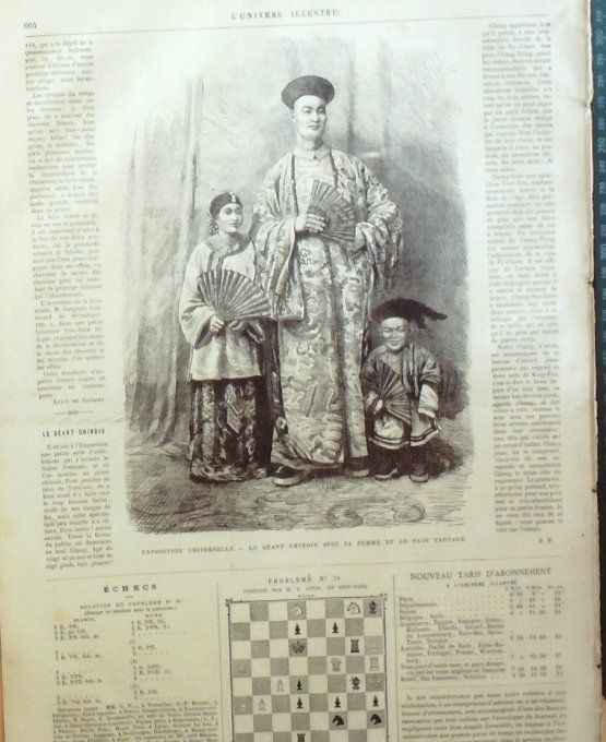 L'Univers illustré 1867 # 666 Chine Tartare types Algérie Tunis Londres Tattersall Cherchell 
