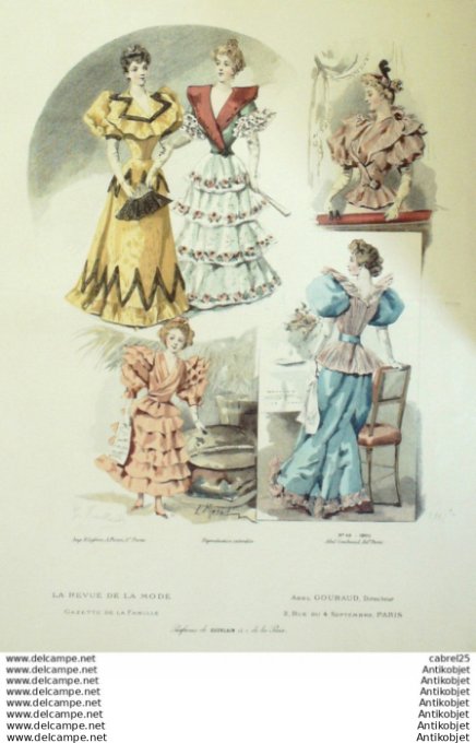 Gravure Mode La Gazette 1893 # 48 (Old Fashion plate)