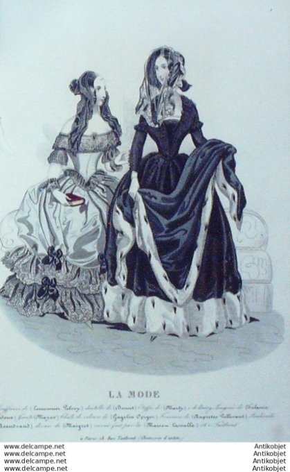 Gravure La mode 1841 #  8 (aquarelle old Fashion plate)