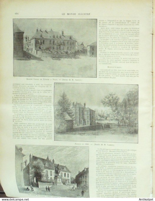 Le Monde illustré 1894 n°1944 Lyon (69) Caserio Café Casati Carnot Nolay (21)