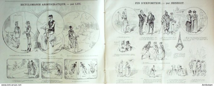 Le Journal Amusant 1889 # 1727 Bicyclomanie Aristocratique par Luc