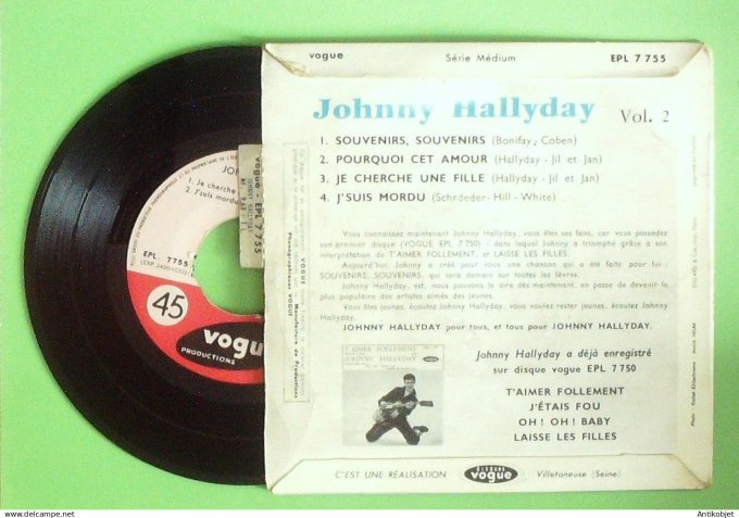 Hallyday Johnny 45T EP Souvenirs souvenirs (languette) 1965