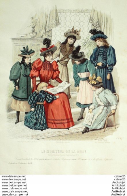 Gravure Mode Le Moniteur 1892 # 39 (Old Fashion plate)