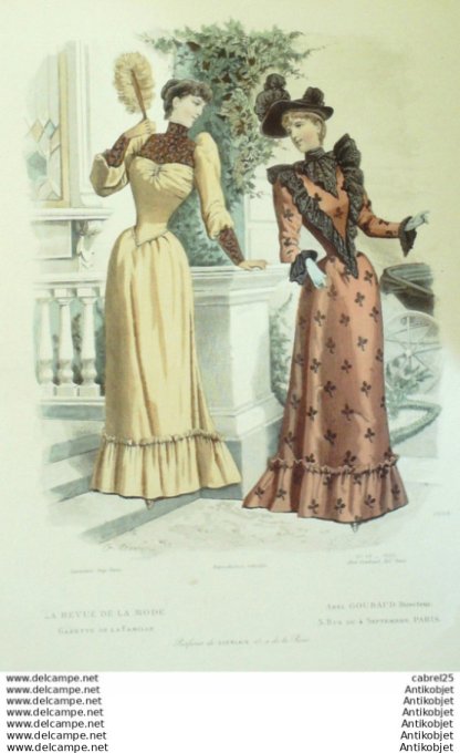 Gravure Mode La Gazette 1890 # 46 (Old Fashion plate)