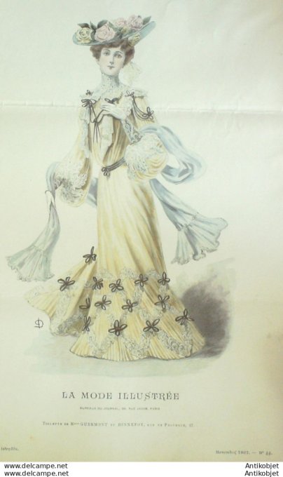 Gravure Mode illustree 1902 # 44 (Old Fashion plate) rare
