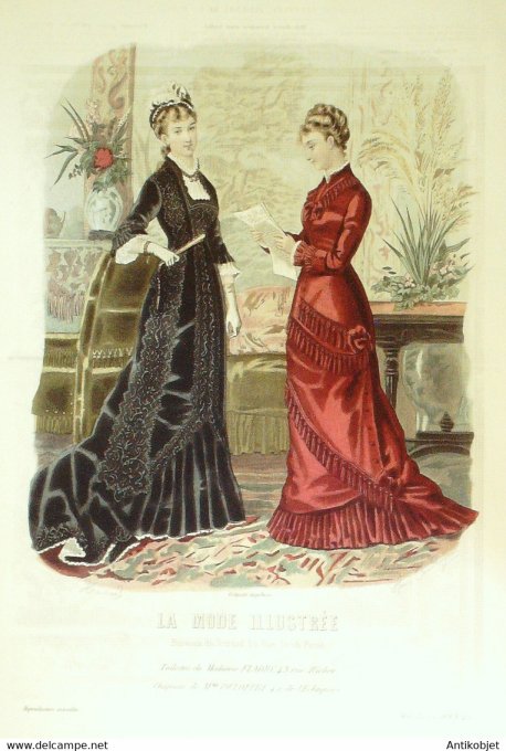 Gravure de mode La Mode illustrée 1878 n°45 (Maison Fladry-Deloffre)