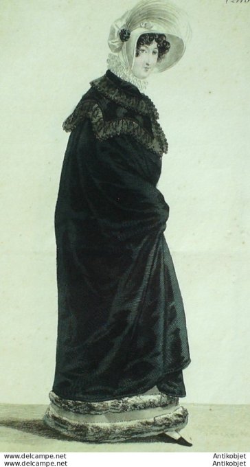 Costume Parisien 1822 # 2115 Pelisse satin pélerine robe Mérinos