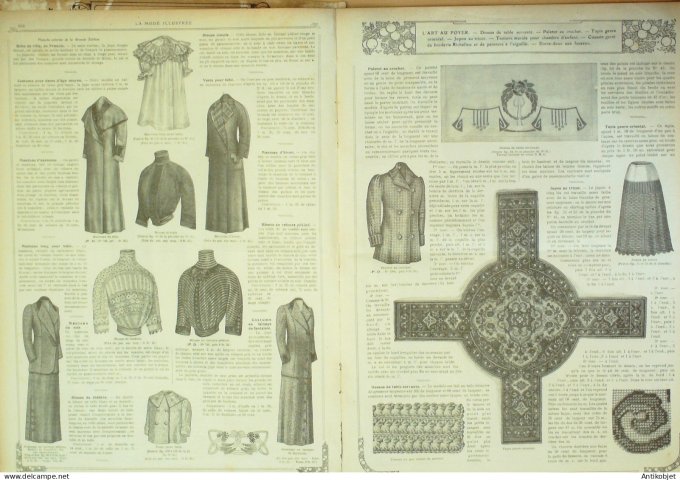 La Mode illustrée journal 1911 n° 42 Toilettes Costumes Passementerie