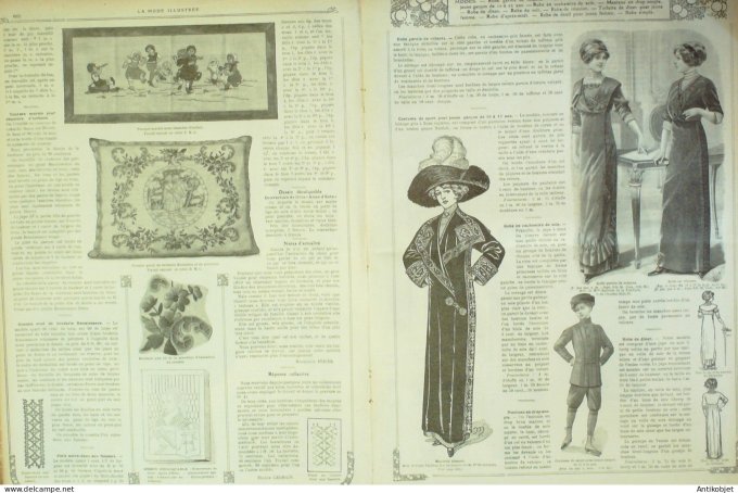 La Mode illustrée journal 1911 n° 42 Toilettes Costumes Passementerie