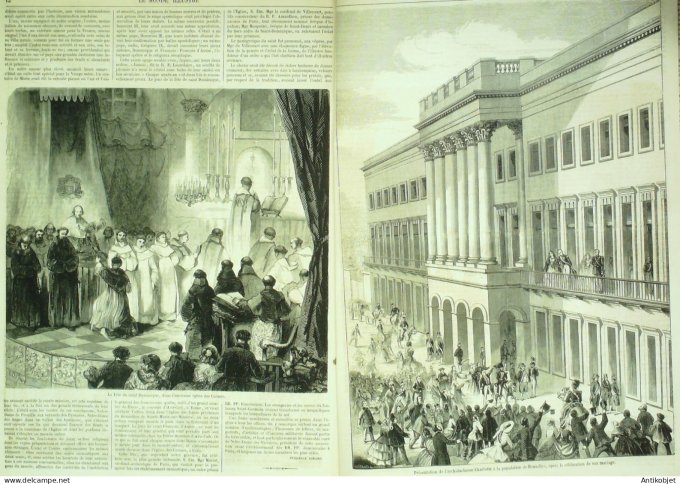 Le Monde illustré 1857 n° 18 Aix-en-Provence (13) St-Nazaire (44) Bruxelles duchesse Charlotte
