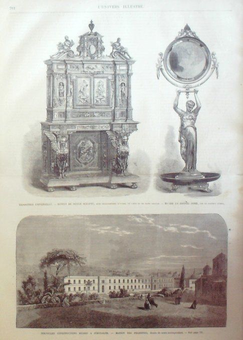 L'Univers illustré 1867 # 669 Pierrefonds (60) Jerusalem Ethiopie Tolède Japon Taïkoun Egypte 