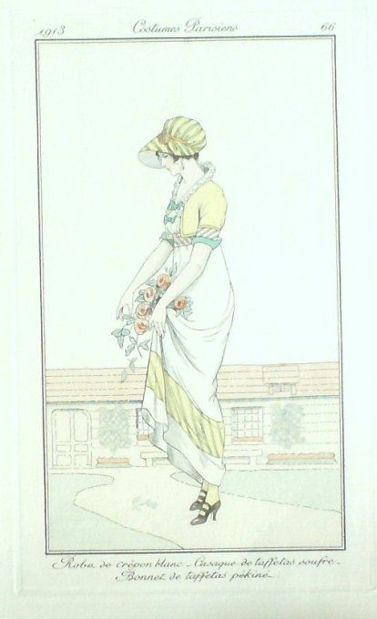 Anonyme Pochoir Mode Art Deco n°  66-1913 Journal des Dames