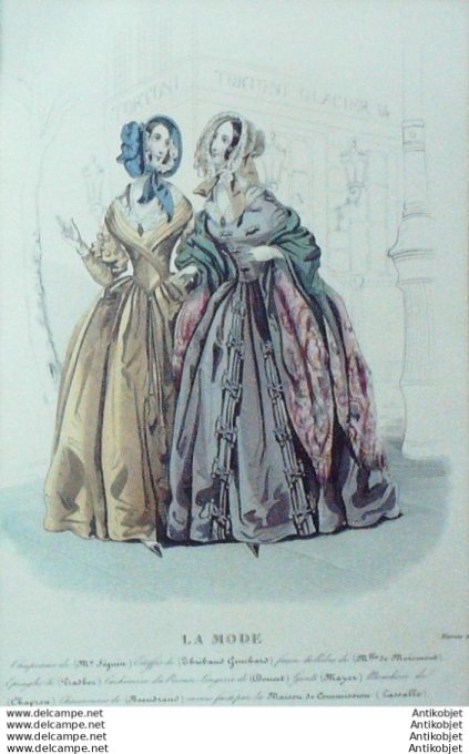 Gravure La mode 1841 #  5 (aquarelle old Fashion plate)