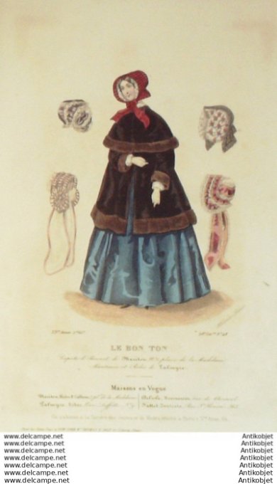 Gravure Mode Le Bon Ton 1847 14 # 48 (aquarelle old fashion plate)