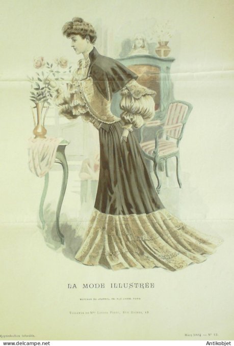 Gravure Mode illustree 1904 # 12 (Old Fashion plate) RARE