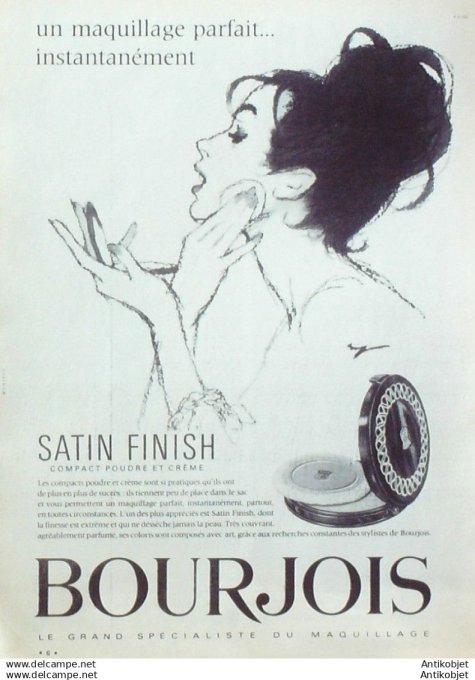 Publicite Cosmetique Bourgeois Satin Finish 1961