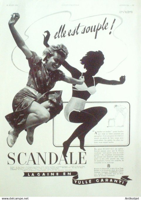Publicité Lingerie Scandale 1939