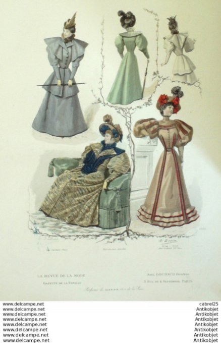 Gravure Mode La Gazette 1893 # 44 (Old Fashion plate)