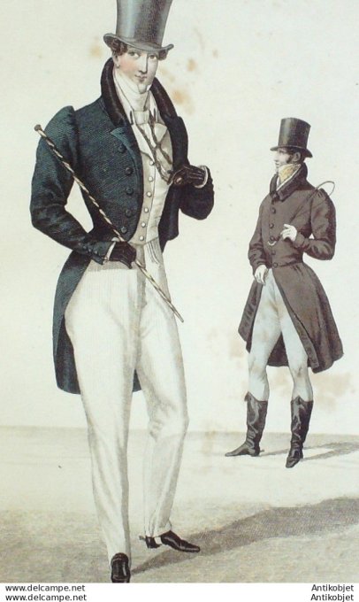 Costume Parisien 1827 # 2503 Redingotes habit de drap pantalon Nankin