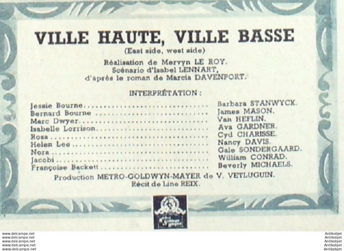 Mon Film 275 51-11-28 Ville haute Ville basse James Mason Ava Gardner