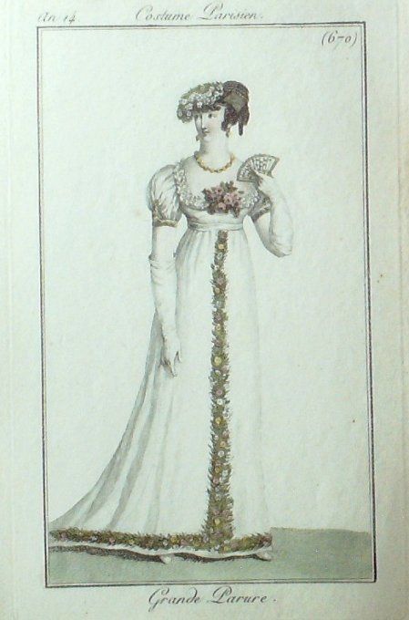 Gravure Mode Costume Parisien 1806 # 670 (eau forte old Fashion plate